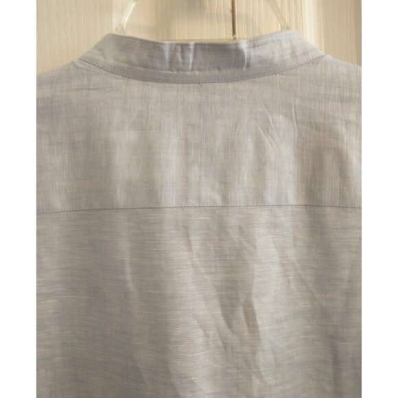 TED BAKER Mens Linen Blend Button Up Collarless Roll Tab Shirt Blue - 7 (3XL) - Picture 5 of 9